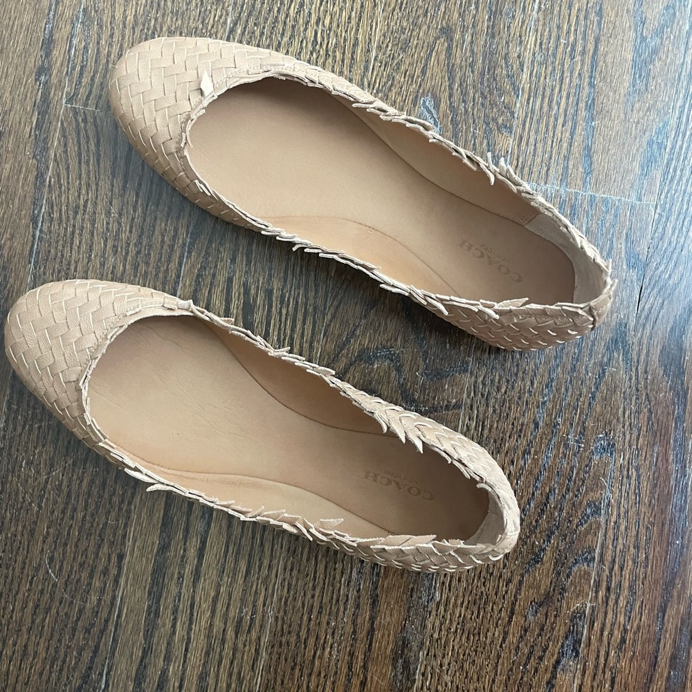 Beige coach flats